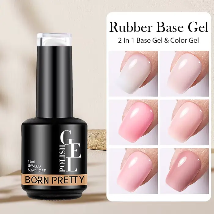 BORN PRETTY vernis à ongles Gel à Base de caoutchouc rose laiteux paillettes 15ml