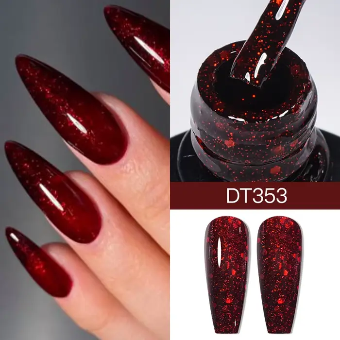 Vernis à ongles Gel rouge vin 7ML, vernis Semi-Permanent à paillettes rouges de noël, fournitures po