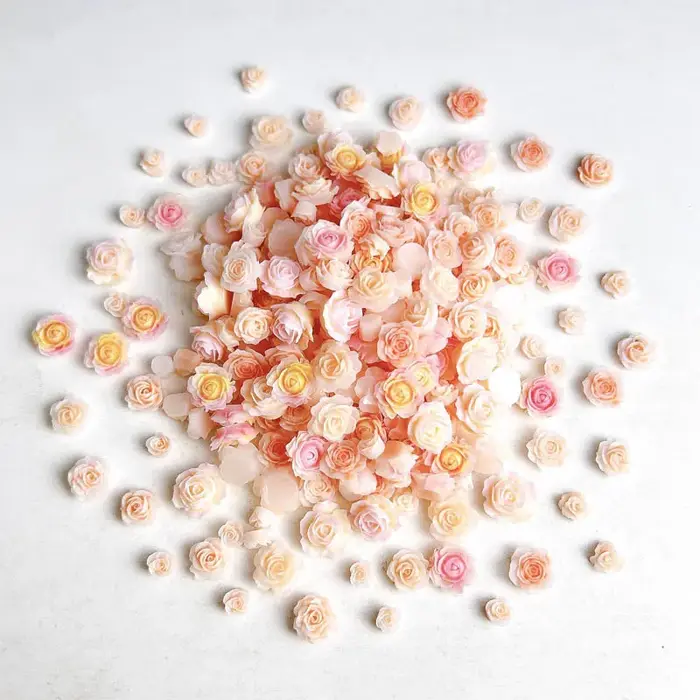 Double couleur Rose pivoine Nail Art décoration 3D lumineux petits boutons de fleurs fraîches breloques pour ongles acce