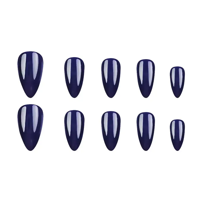 24 pièces faux ongles brillant bleu amande