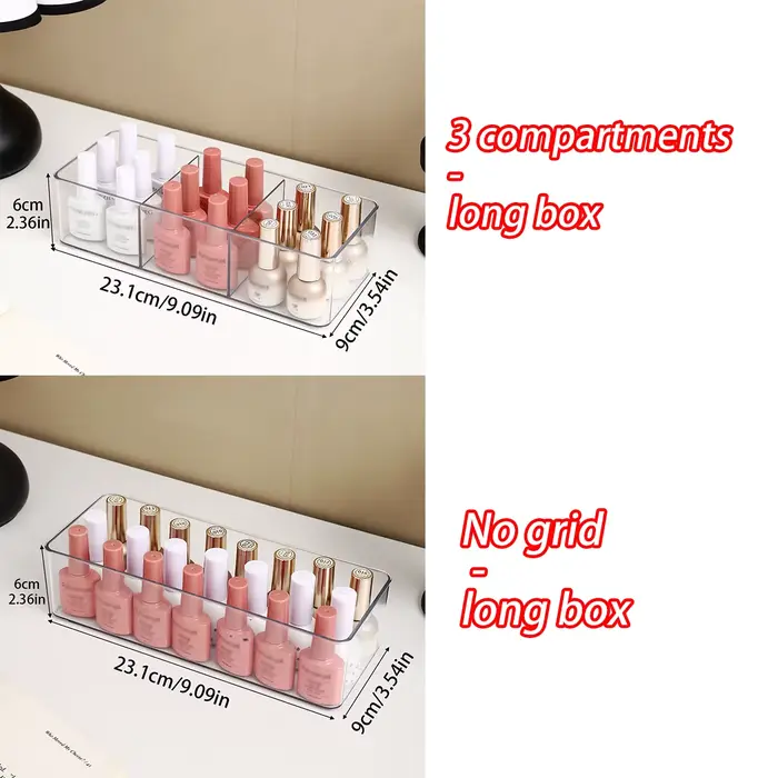 1 pièce Boîte de rangement et présentoir à vernis à ongles en acrylique à trois compartiments