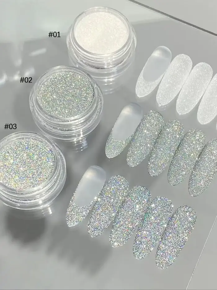 Art des ongles en strass 3/12 pièces, blanc, art des ongles laser coloré, art des ongles DIY, art de
