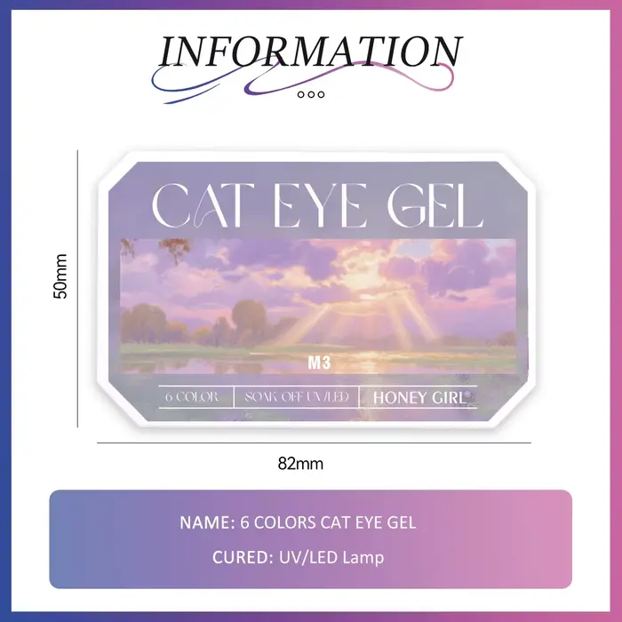 Gel magnétique pour ongles effet œil de chat 2g x 6 couleurs
