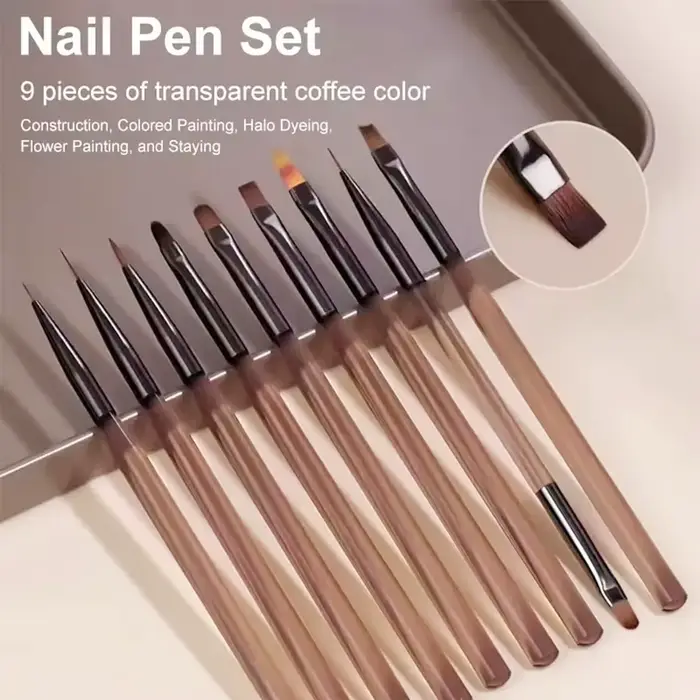 9 pièces brosse à ongles pour Nail Art Design ongles pointe affichage outil de peinture Gel UV peint