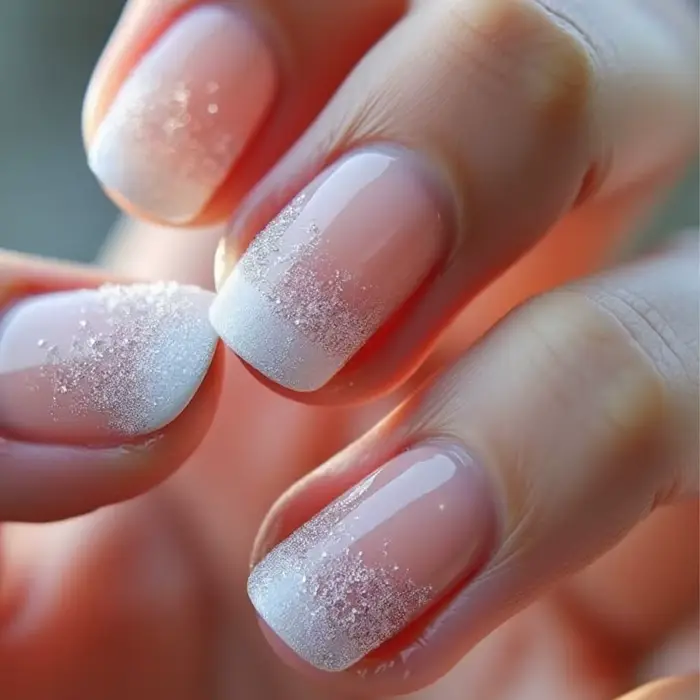 Faux ongles courts N64.avec poudre scintillante pour filles, nail art, couverture complète, français