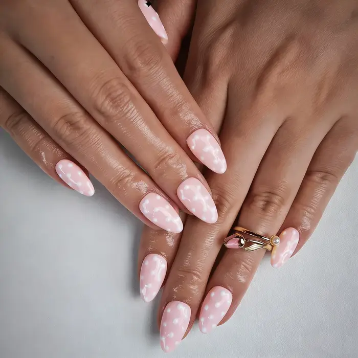 10 pièces d'art d'ongle fait à la main pur, faux ongles à pression, ongles en amande, ongles roses,