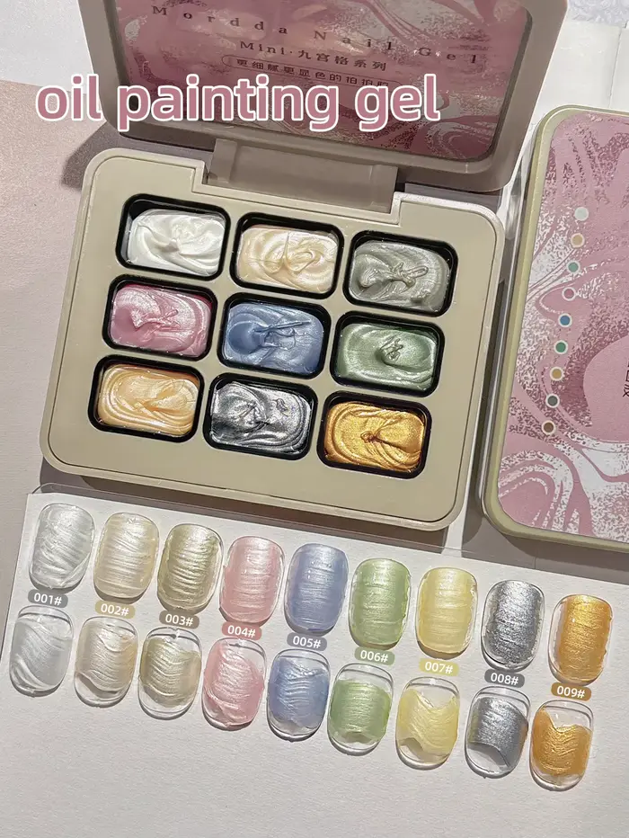 9 grilles crème nacrée peinture à l'huile Gel solide Nail Art Pigment conceptions pour manucure bricolage-zhu guang nai vous hua jiao
