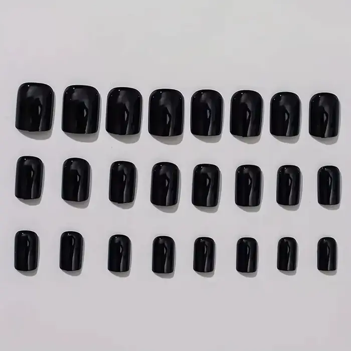 ARTAUG 24 pièces presse moyenne sur les ongles carré noir haute Saturation ongles breloques presse s