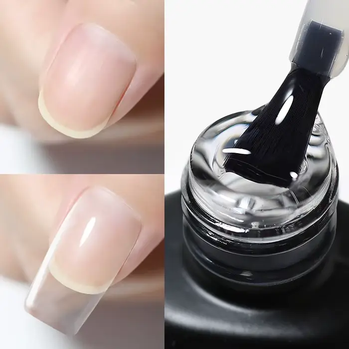 15ml 2 en 1 Gel de Base en caoutchouc sans lingette couche de finition couleur Gel vernis à ongles Transparent bâtiment