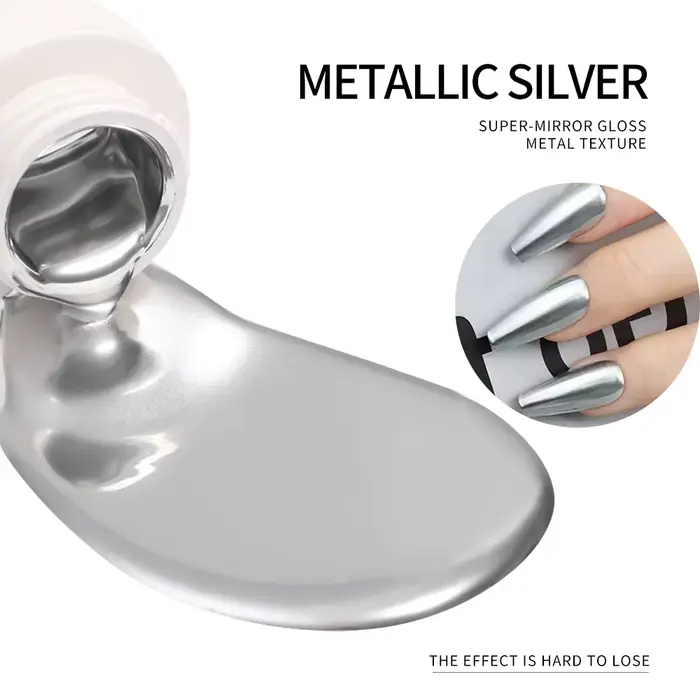 Vernis à ongles Gel métallique argenté