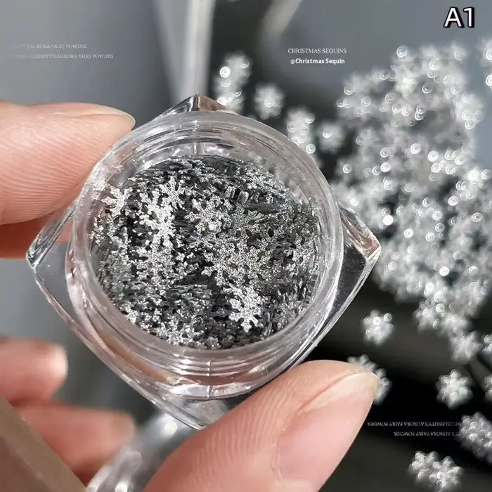Flocons de neige hiver ongles paillettes scintillantes flocons de noël paillettes Nail Art décoratio