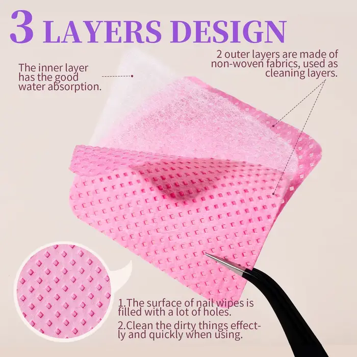 LINMANDA 200 pièces lingettes de nettoyage des ongles non pelucheuses tampons