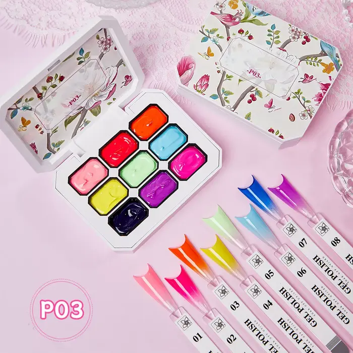 Palette de gel à ongles 9 couleurs pour dégradé