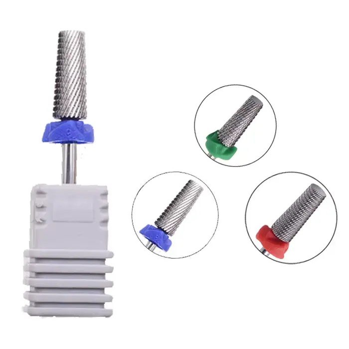 Argent plat 2 voies 5 en 1 conique sécurité carbure forets à ongles meulage rotatif carbure fraise p
