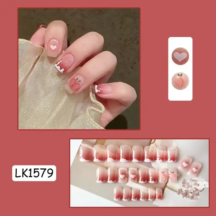 Faux ongles roses à pression