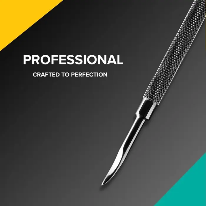 Pousse-cuticules professionnel en acier inoxydable à double extrémité - Éliminateur de peaux mortes et de cuticules pour manucure et pédicure - Indispensable pour le nail art