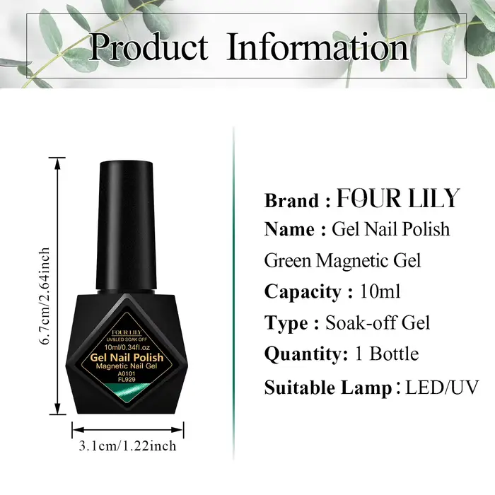 Vernis à ongles Gel magnétique chat à paillettes vertes