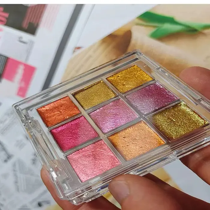 9 couleurs ongles couleur Pure Pigment Aurora Pearl Nail Art aquarelle métal Palette peinture Chrome caméléon poudre