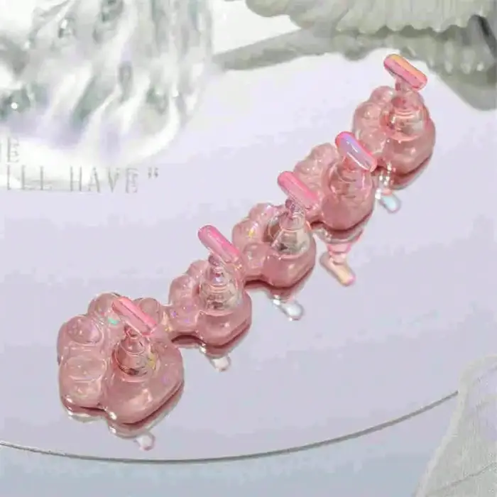 Base d'entraînement pour nail art avec support de présentation pour faux ongles holographiques effet aurore