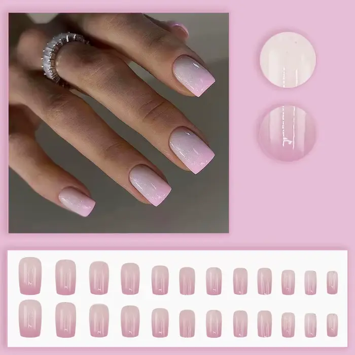 Faux ongles carrés courts pour femmes et filles