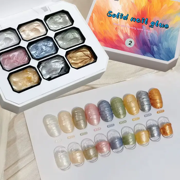 1 pièce, 9 couleurs, gel vernis à ongles solide effet nacré brillant, populaire, semi-permanent, lon