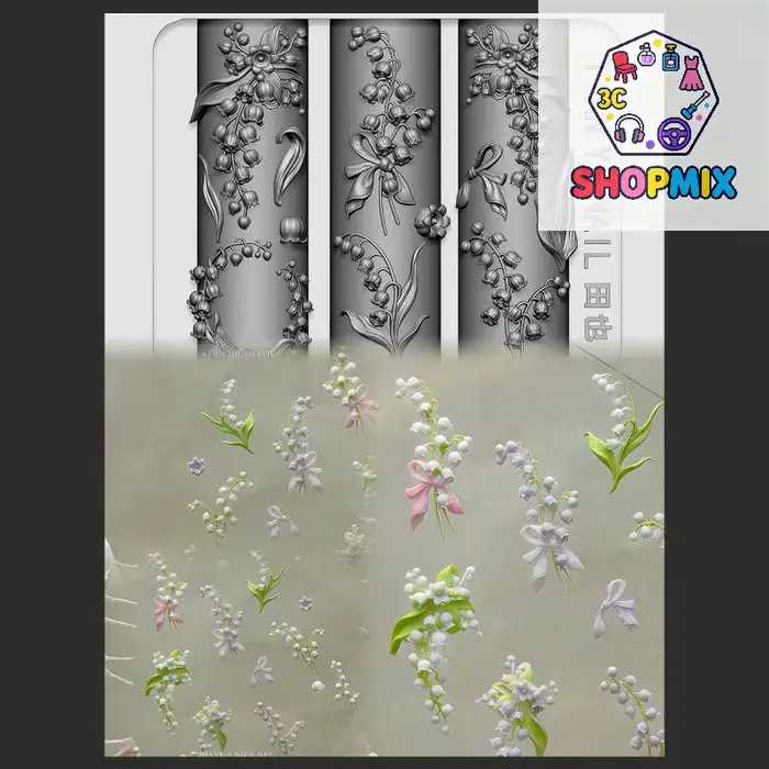 Moule à ongles incurvé 3D série fleurs