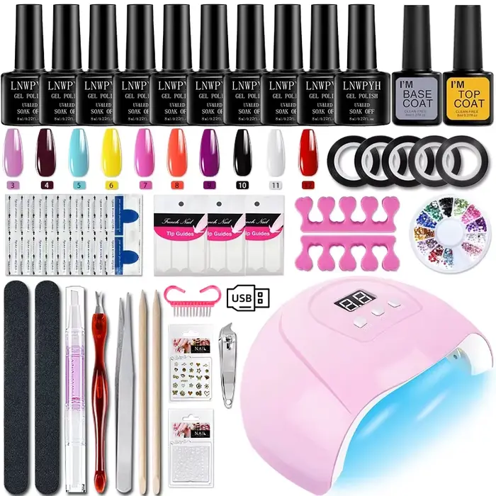 Kit de vernis gel professionnel, kit de gel pour ongles avec sécheuse à ongles, kit de vernis gel à 