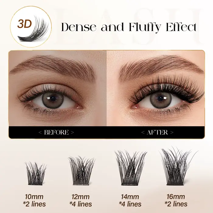 BEFER-Extensions de Faux-Cils Naturels Individuels, Volume Moelleux, Boucles D, DIY