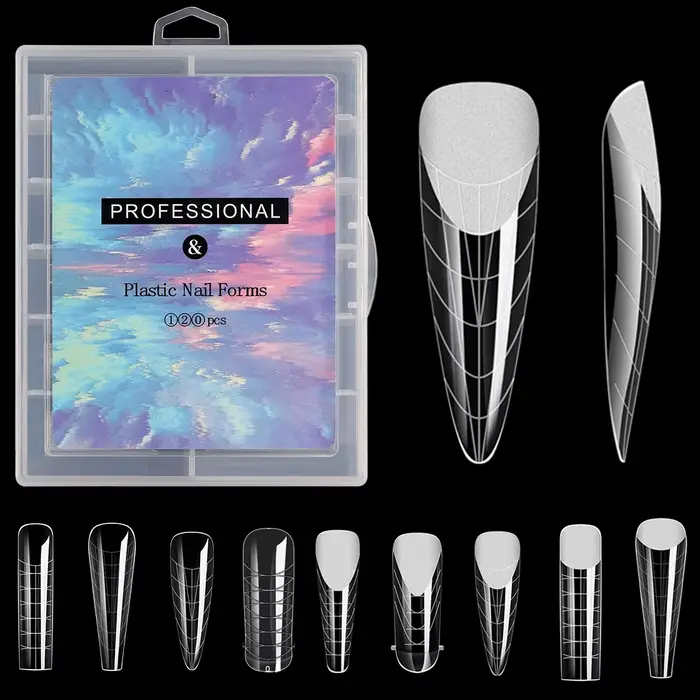 120 pièces/ensemble clair double formes faux ongles couverture complète construction rapide Gel moule conseils