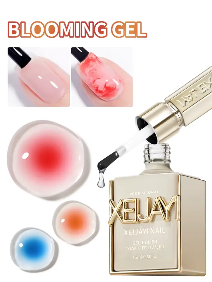 XEIJAYI 1 pièce 15ml Gel fleuri pour ongles, manteau en caoutchouc transparent longue durée LED UV r