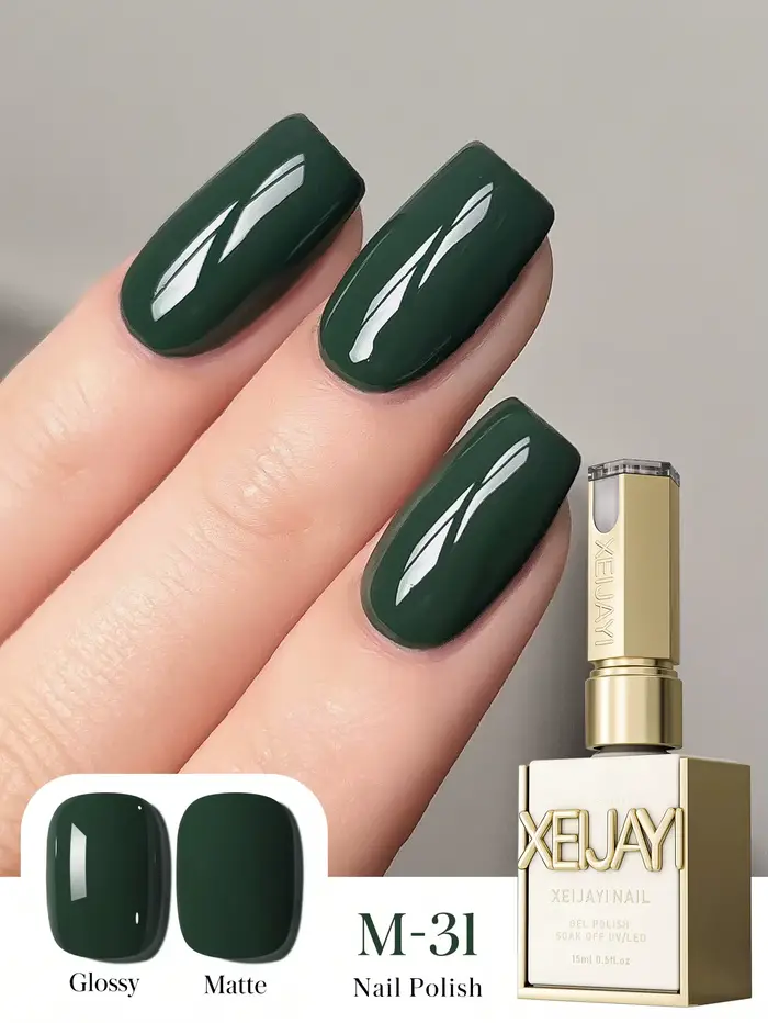 Nouveau 2025 – Vernis à ongles vert militaire uni polyvalent longue tenue