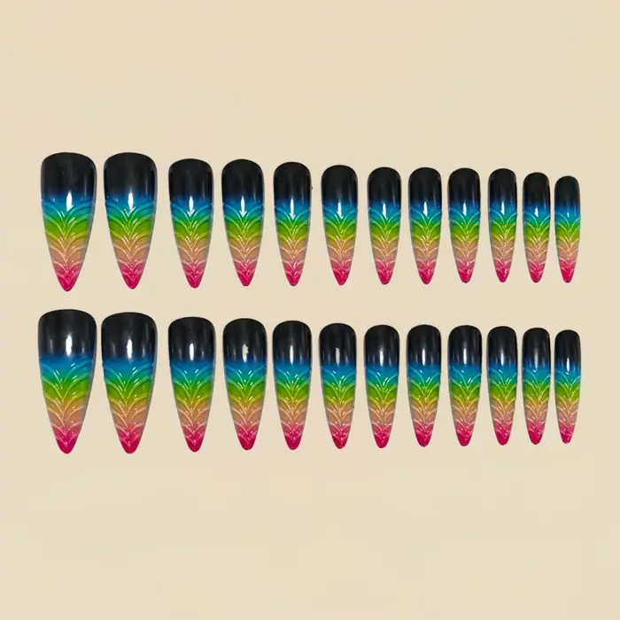 Faux ongles longs en forme de goutte d'eau 3D pour femmes et filles