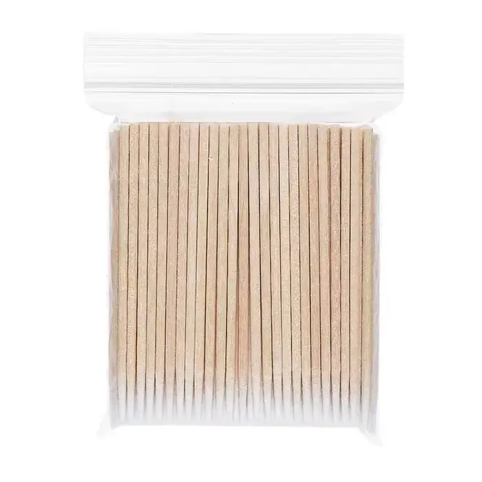 100 pièces ongles bois écouvillon propre bâtons bourgeon pointe en bois coton tête manucure détail c