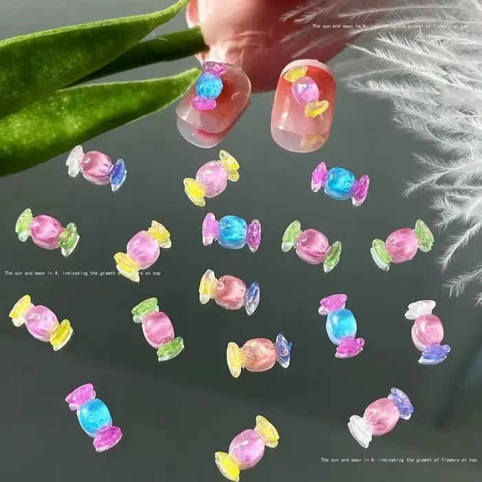 Jeu de nourriture bonbons Nail Art breloques irisé dégradé feuille d'or arc-en-ciel