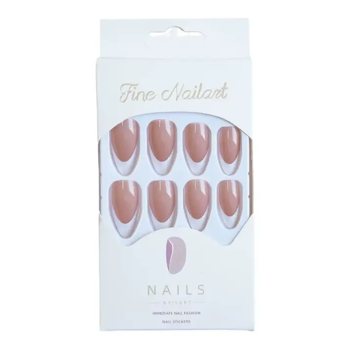 10 pièces ongles faits à la main minimaliste amande française avec bordures blanches adaptés à tous les tons de peau