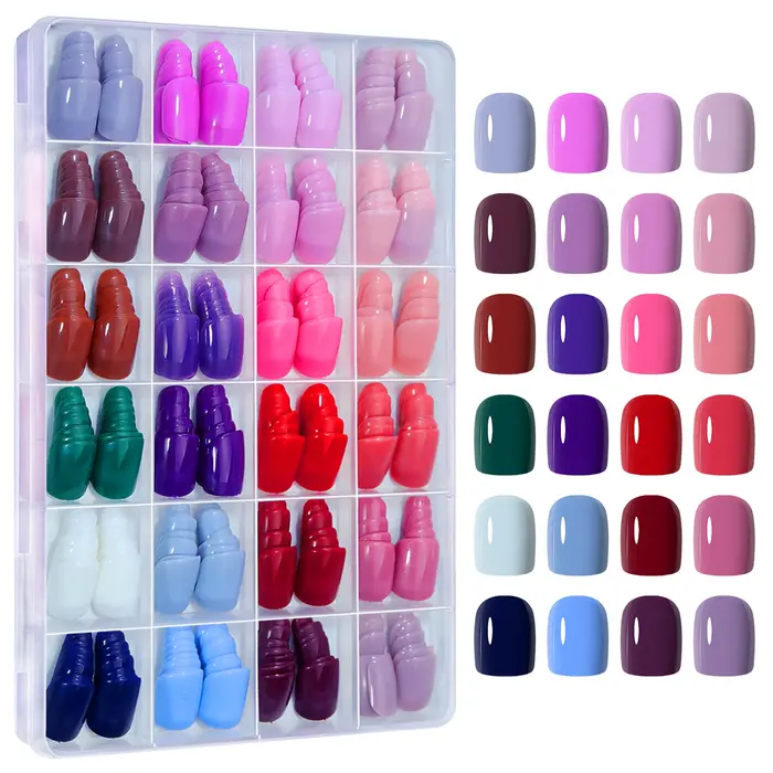 288PC faux ongles conseils cercueil amande coloré français acrylique presse