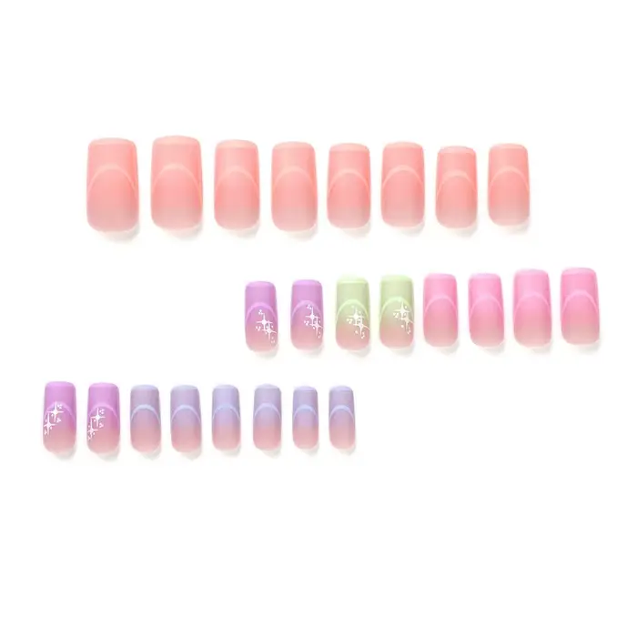 24 faux ongles français multicolores d'été