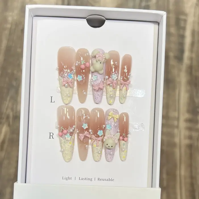 Faux ongles français imprimé léopard