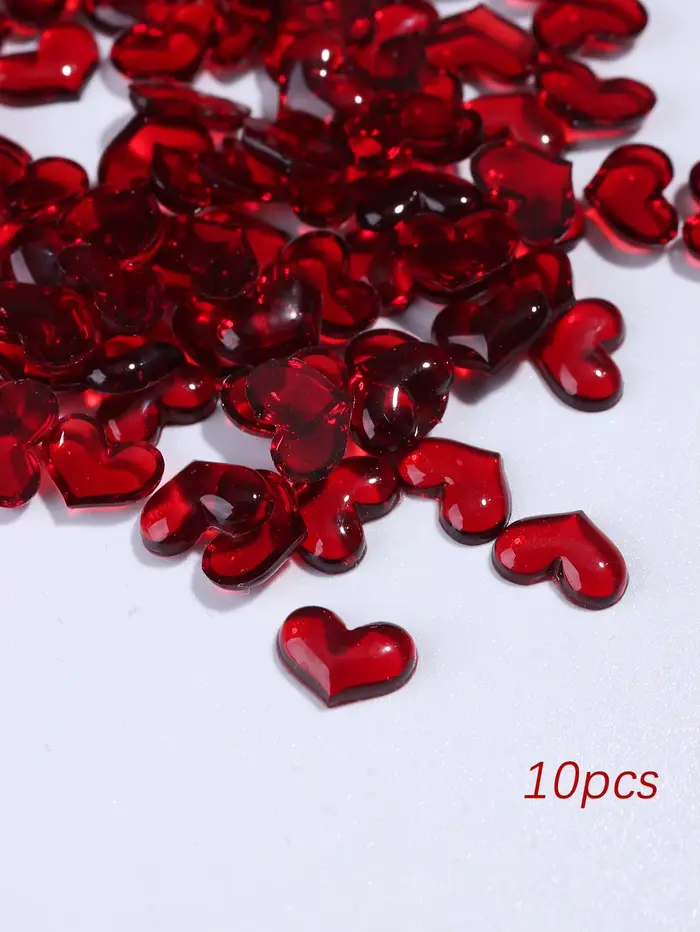Charmes pour ongles pour la Saint-Valentin - Formes de cœur rouge et de nœud pour la manucure, maria