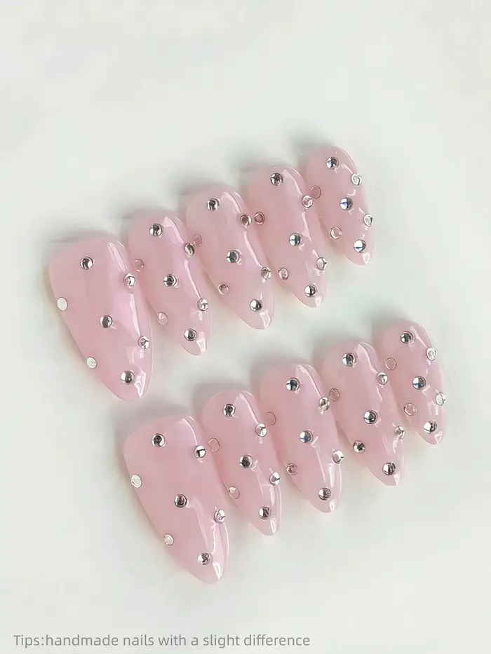 10 pièces de longs ongles à pression faits à la main en amande