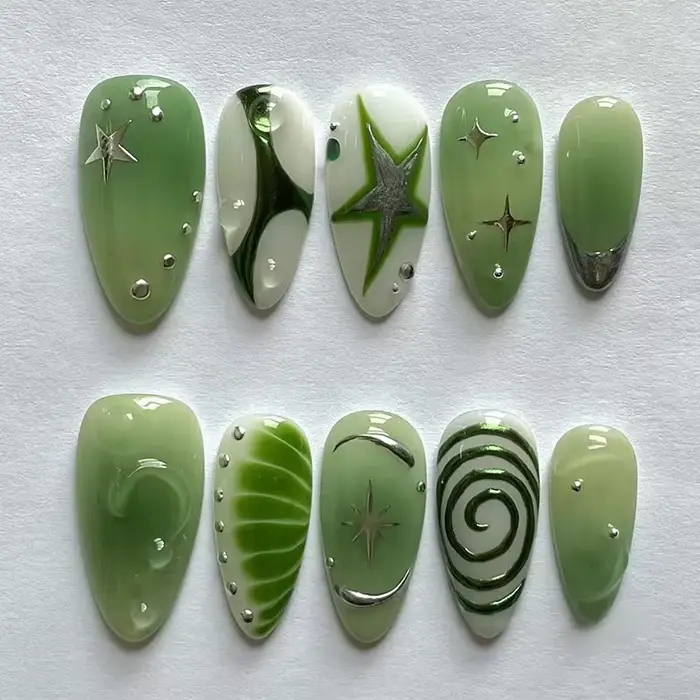 24 faux ongles en amande avec nœud et perles, design mignon pour filles, ongles à presser roses, fau