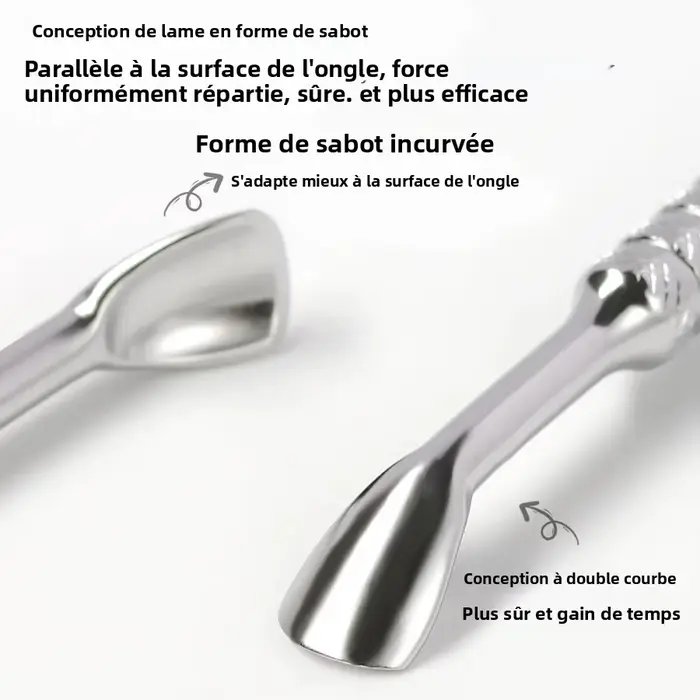 Poussoir à cuticules à sabot coudé à Double tête