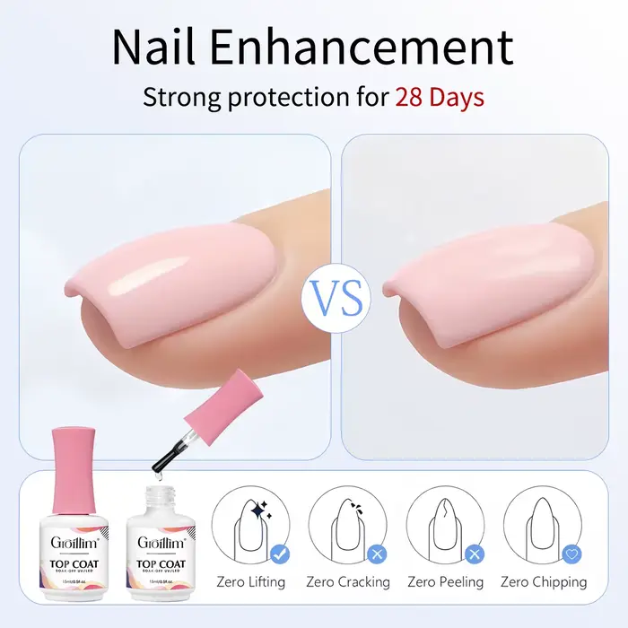Kit de démarrage de vernis à ongles en gel sans essuyage Groillim 15 ml - / Kit