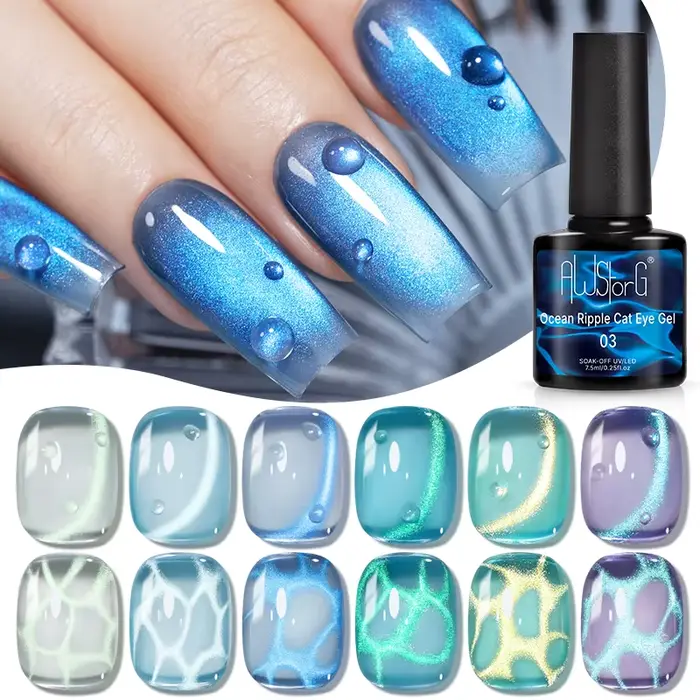 AWStorG 7.5ML océan ondulation oeil de chat Gel Aurora violet bleu Gel magnétique vernis à ongles Semi Permanent tremper UV LED Gel manucure