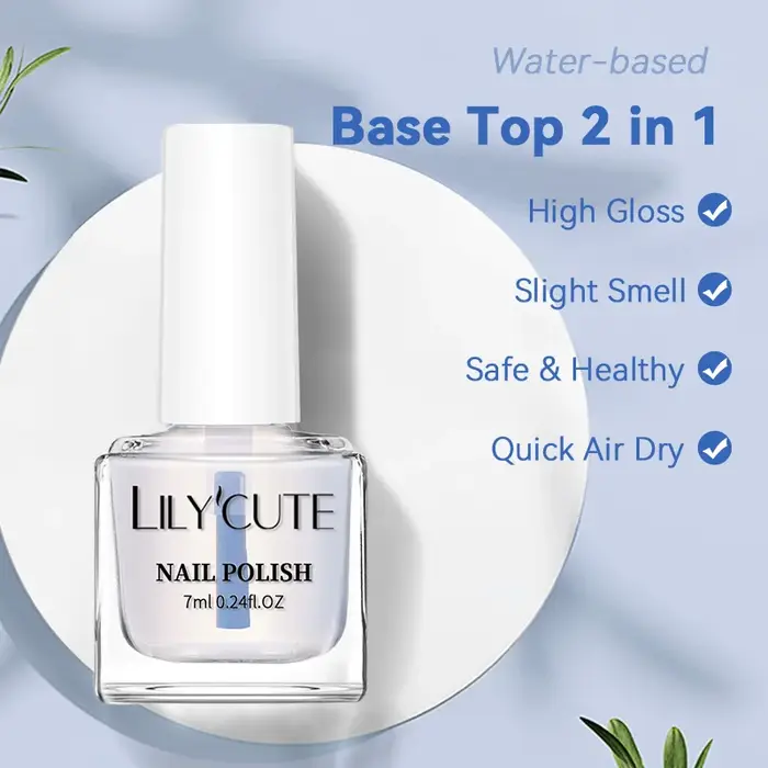 LILYCUTE 7ml vernis à ongles à base d'eau 2 en 1 clair brillant soin