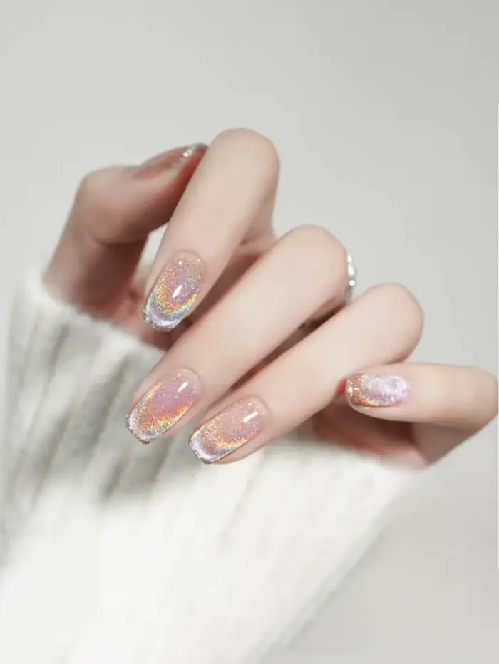 MIANEL Vernis à ongles gel effet œil de chat magnétique arc-en-ciel sans couleur de fond
