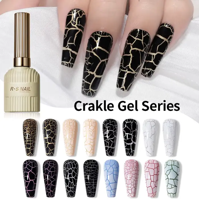 RSNAIL Crackle Gel vernis à ongles naturel sec bricolage Nail Art Cracking Gel vernis Crackle noir b