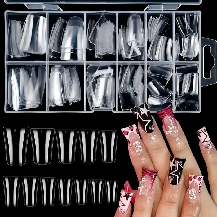 120 pièces Transparent large canard Fasle ongles conseils longueur moyenne canard pieds presse sur o