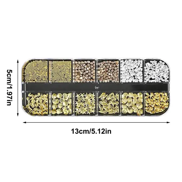 Ongles art strass 1 boîte or argent métal Rivets