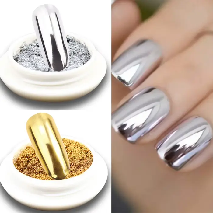 1 pot métallique miroir Chrome poudre à ongles holographique Laser argenté doré
